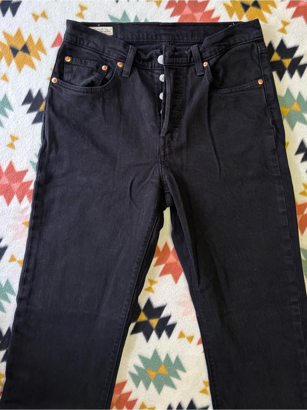 Levi's Women's Straight Leg Black Button-Fly Jeans